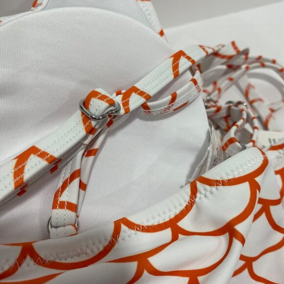 Cupshe Medium Orange and blueprint - One piece Bathing Suit M-10 NWT - Picture 5 of 7